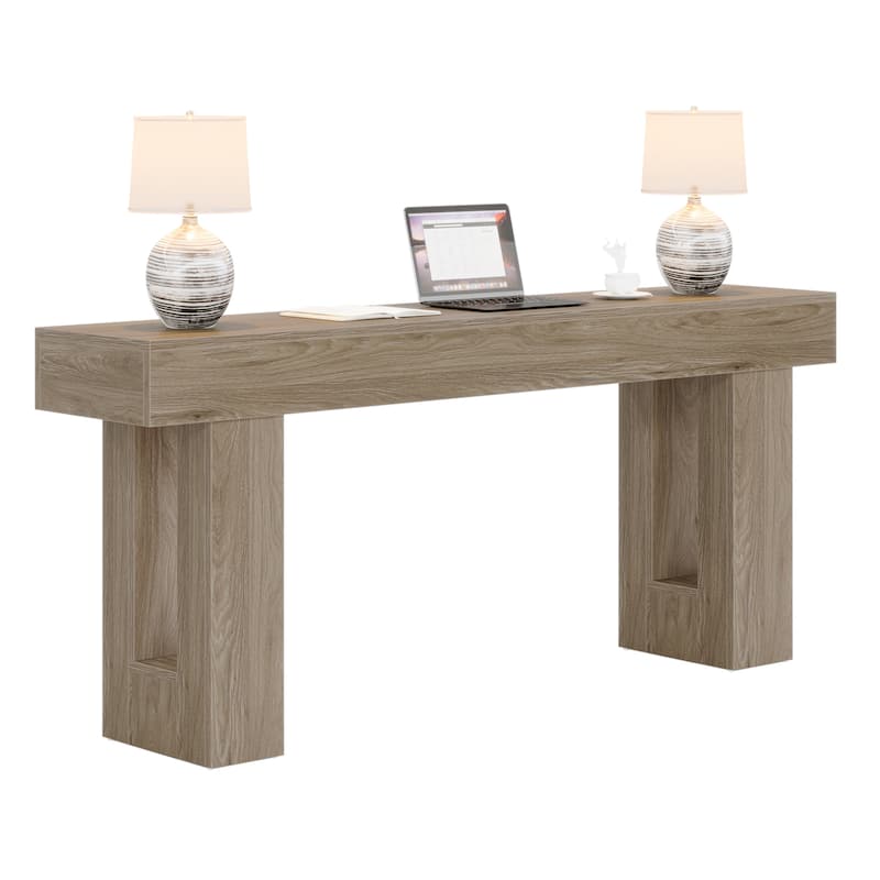 63-Inch Farmhouse Wooden Sofa Console Entryway Table for Living Room