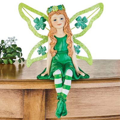 St. Patrick's Day Celtic Fairy Sitter Figurine - 10.000 x 7.880 x 5.750