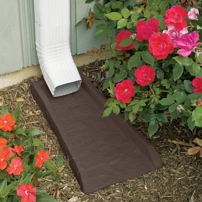 Suncast Outdoor Decorative Rain Gutter Downspout Splash Block, Java (8 Pack) - 1.3