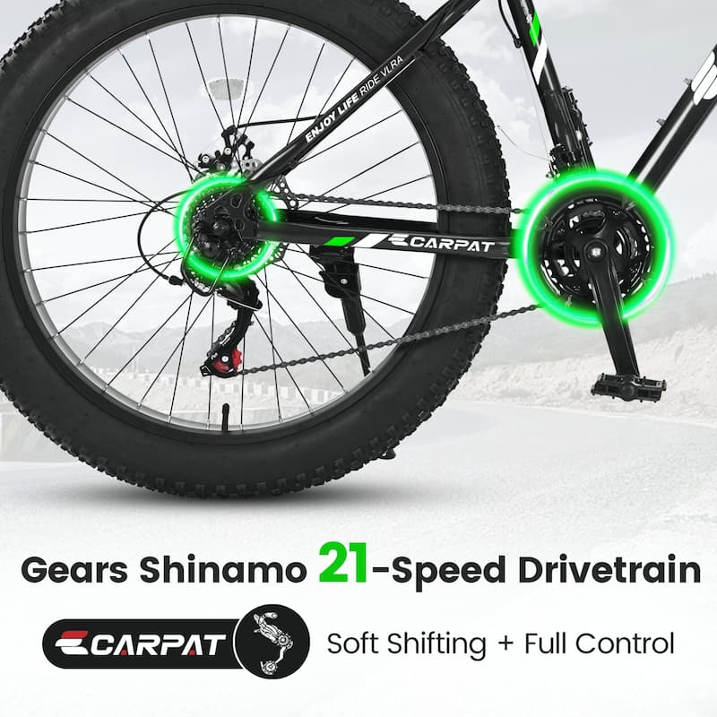 26 Inch Fat Tire Bike Shimano 21 Speed Commuter City Bicycle