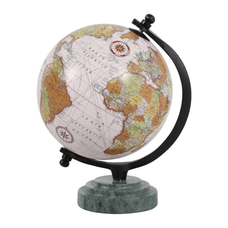 Marble Resin Globe Modern Contemporary - 9" Green/Black - 9.0"