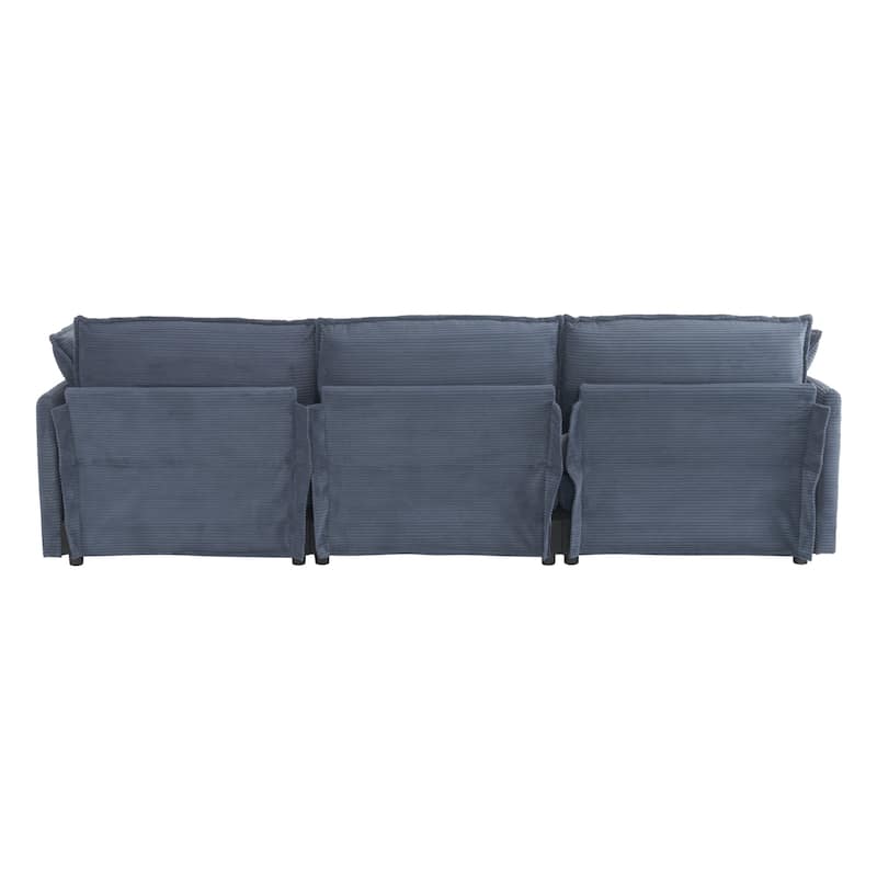 L-Shaped Sofa Chenille Convertible Lounge Chaise with Ottoman