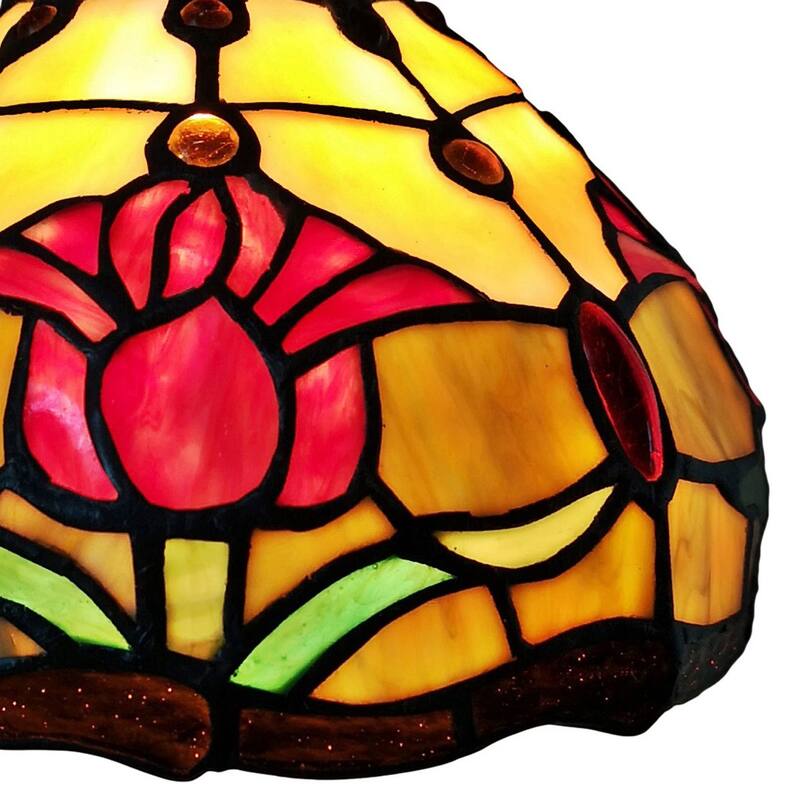 Tiffany Style Hanging Pendant Lamp 8" Wide Stained Glass Shade Fixture Floral Tulips Restaurant Gift AM001HL08B Amora Lighting