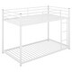 preview thumbnail 10 of 9, White Twin over Twin Size Metal Low Bunk Bed with Ladder and Fence for Kids