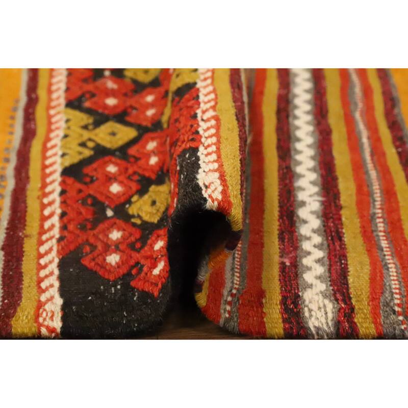 Hand Woven Oriental 100% Wool Carpet Southwestern Tribal Multi-Colored Kilim Area Rug - 8' 7'' X 5' 7''