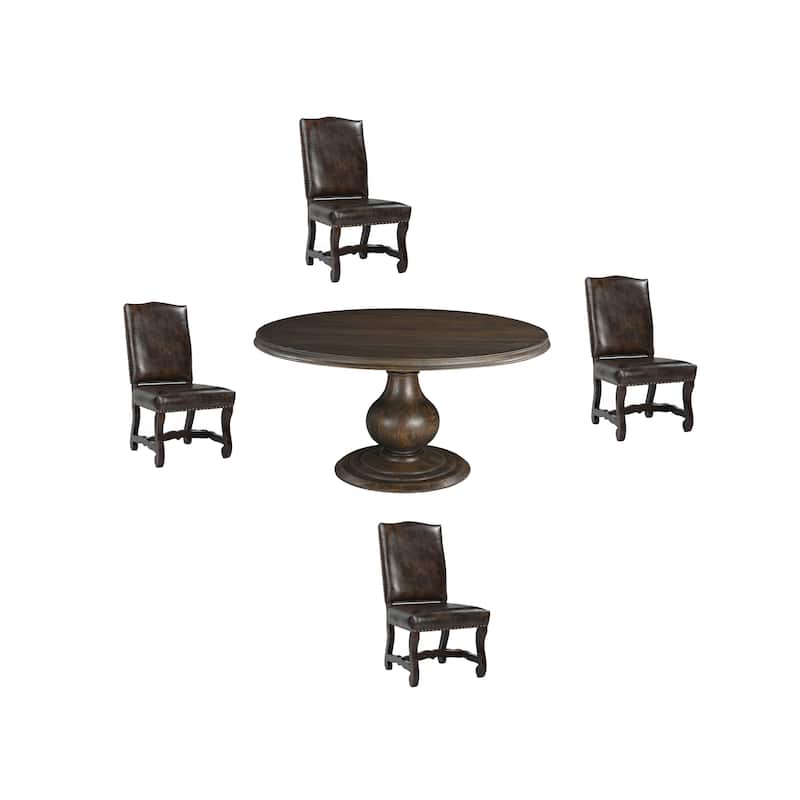Willow 5-piece Solid Wood Dining Set - Dark Brown
