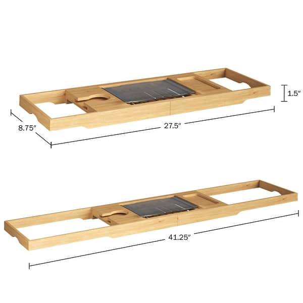 Bamboo Bathtub Tray - Wood Bath Caddy with Extended Sides for Bath ...