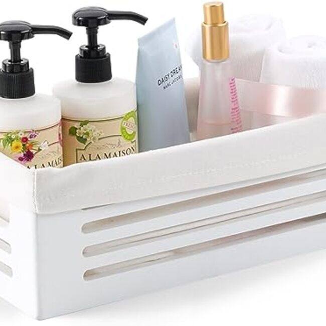 Creative Scents White Decorative Wooden Storage Bathroom Organizer - Extra Small