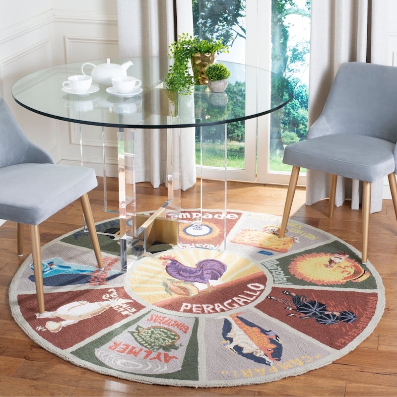 SAFAVIEH Handmade Chelsea Janitza French Country Novelty Wool Rug - 3' Round - Sage
