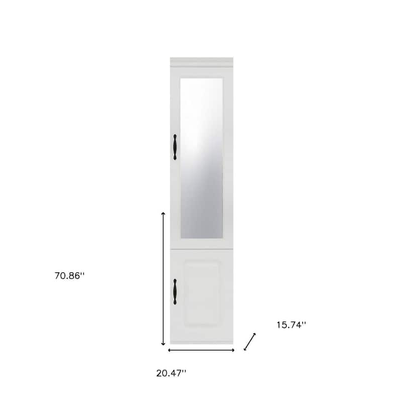 HomeRoots 71" White Wood Mirrored Two Door Combo Dresser