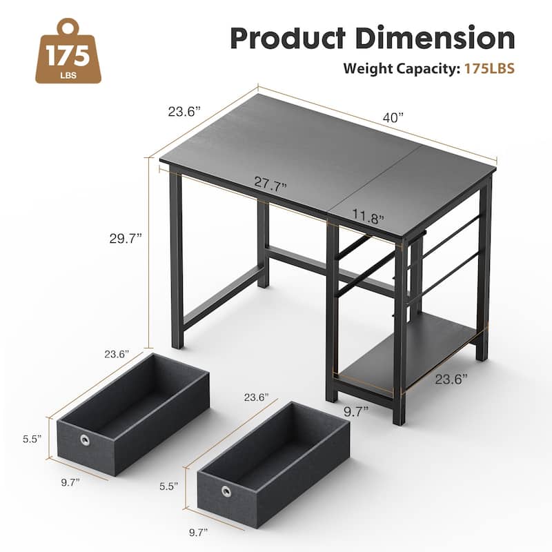 Modern Computer Office Desk with 2 Storage Drawers