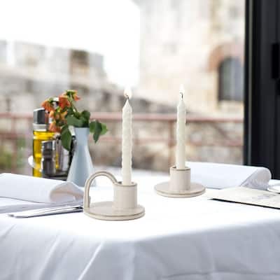 Set of Two Elise Short Candlesticks in Titanium Silver