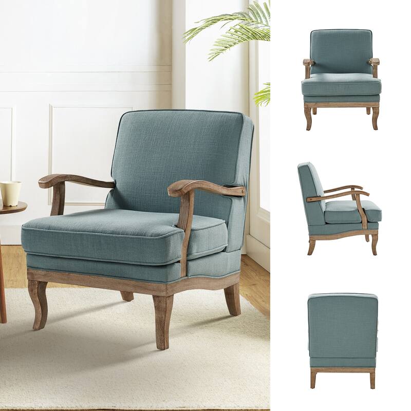Rinaldo Farmhouse Polyester Armchair with Comfortable Backrest and Cushion Set of 2 by HULALA HOME