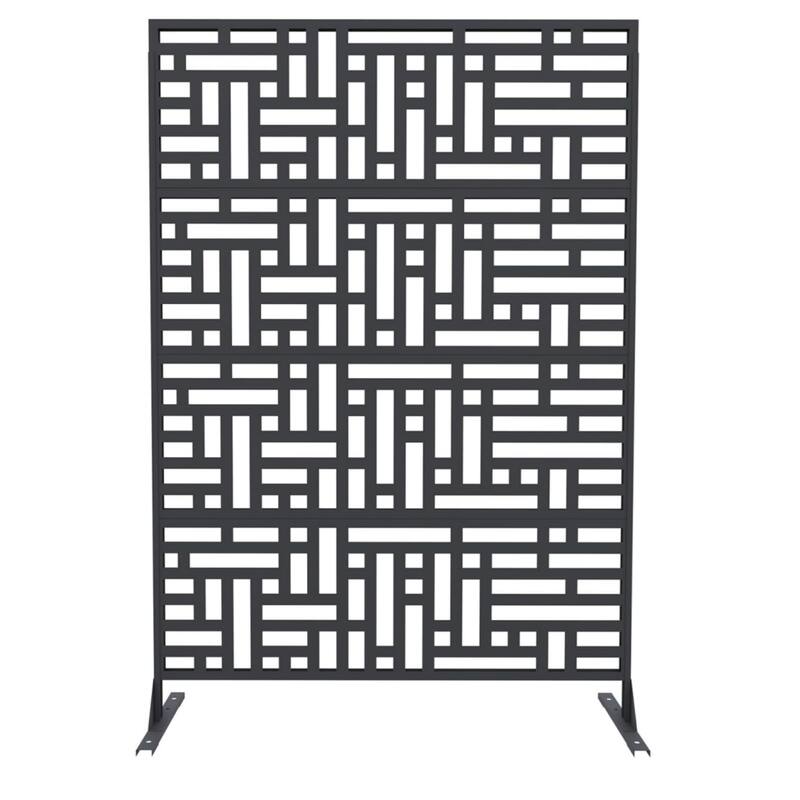 1pcs 72 in H x 46 in W Metal Privacy Screen Panel Freestanding Rust-Resistant Outdoor Divider Leaf Style - Geometry Style