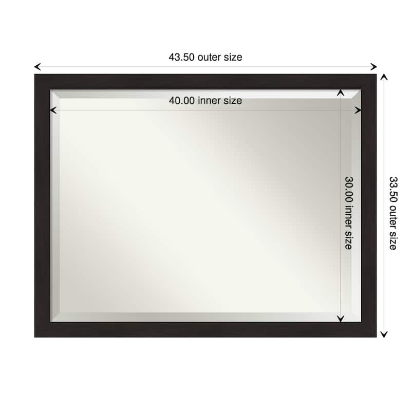 Beveled Wall Mirror - Furniture Espresso Narrow Frame - Furniture Espresso Narrow - 43.5 x 33.5-inch