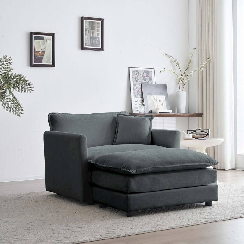 Upholstered Armchair Accent Chair with Ottoman
