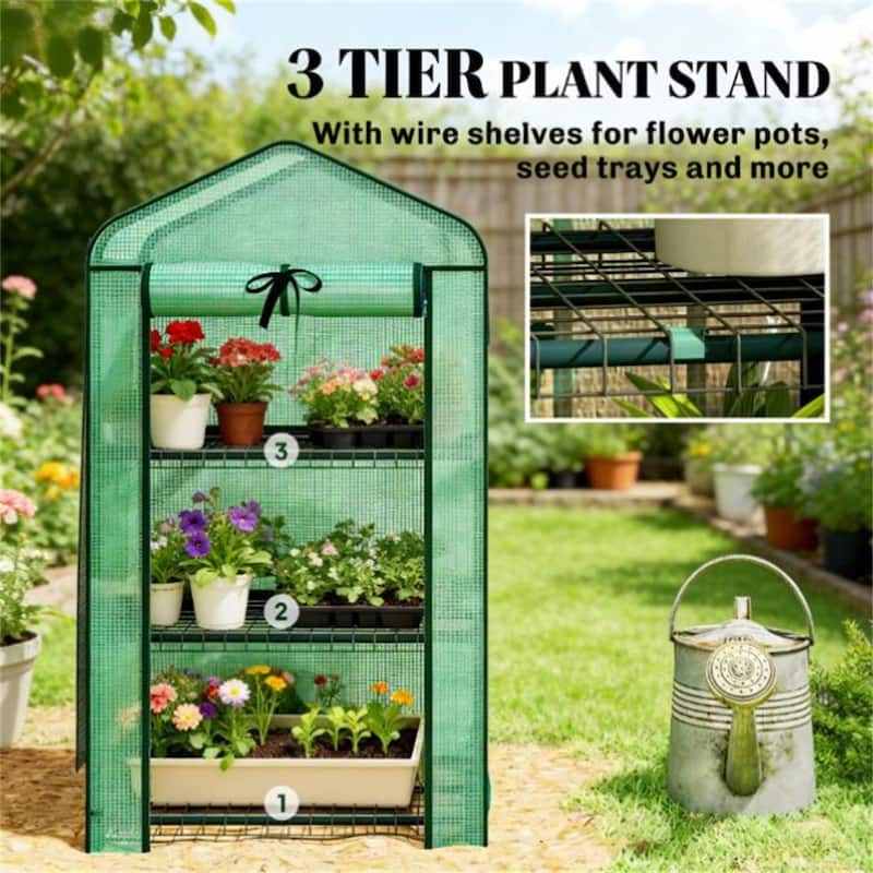 Mini Greenhouse, Plant Rack - green