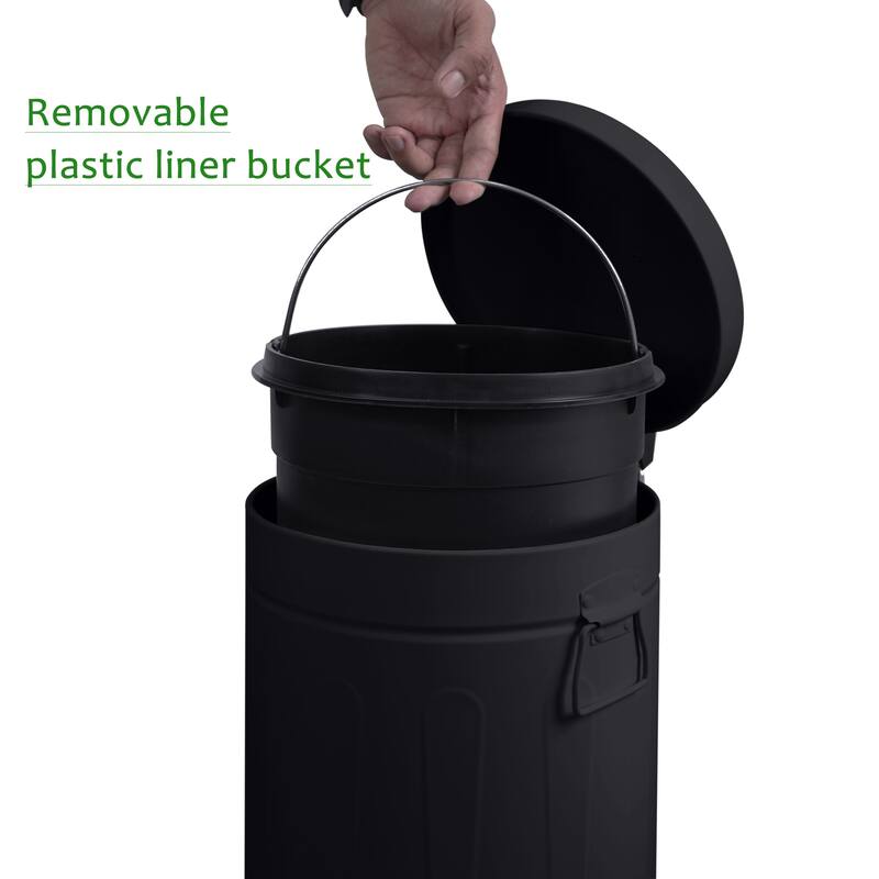 Innovaze 3.2 Gal./12-Liter and 0.8 Gal./3 Liter Old Time Style Round White Metal Step-on Trash Can Set