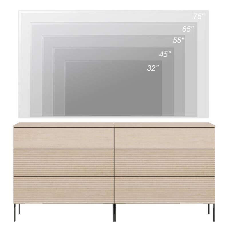 Modern Wood 3-Drawer Dresser With Reeded Design, Minimalist Dresser Organizer Storage