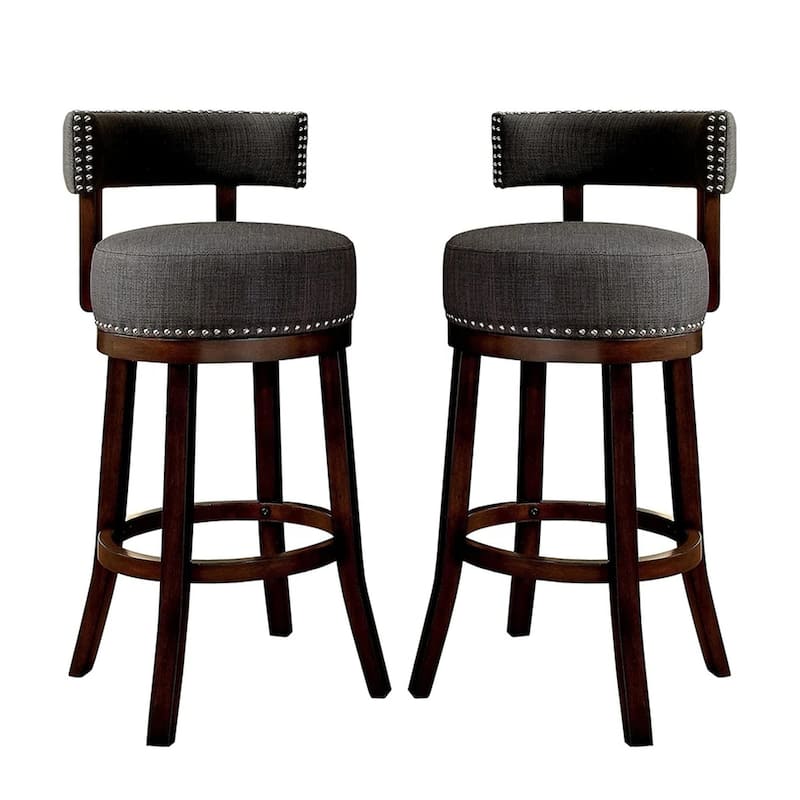Lynsey 24"Barstool Withlinen Cushion, Gray Finish, Set of 2