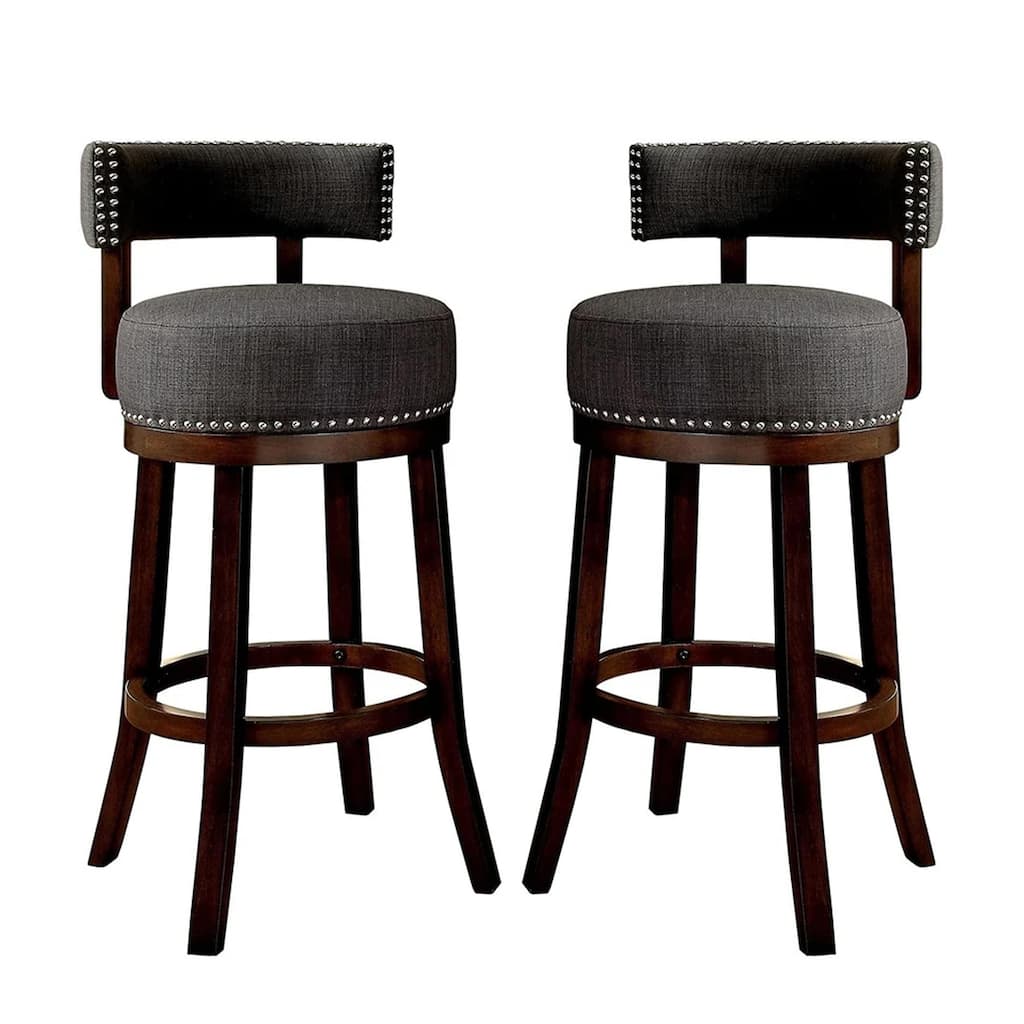 Lynsey 24"Barstool Withlinen Cushion, Gray Finish, Set of 2