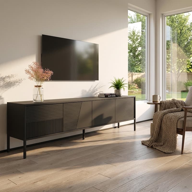 Meble Furniture Debora 01 TV Stand for up to 80" TVs 74.8"W x 21"H x 15.7"D, TV Console for TVs up to 85", Matte