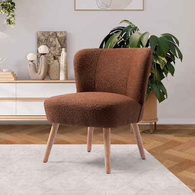 Boucle Polyester Upholstered Armless Accent Chair - Stain Resistant