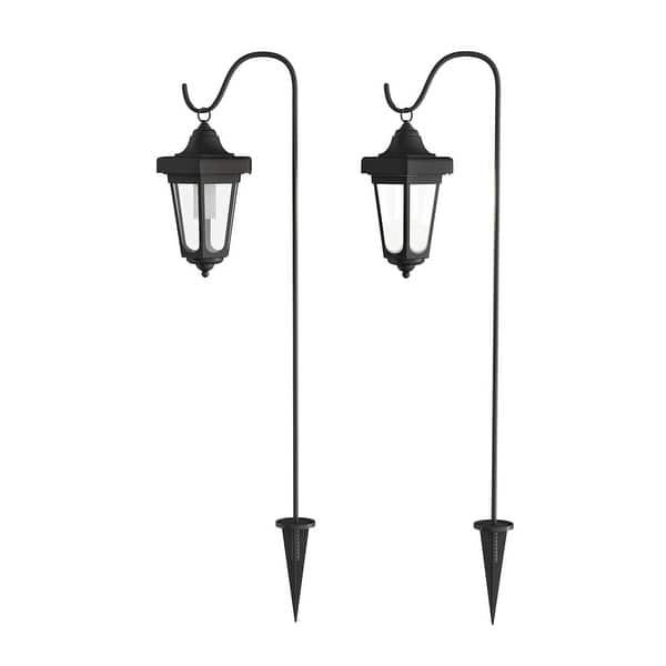 Solar LED Hanging Coach Lanterns ? Black - Set of 2 by Pure Garden Solar LED Hanging Coach Lanterns ? Black - Set of 2 by Pure Garden