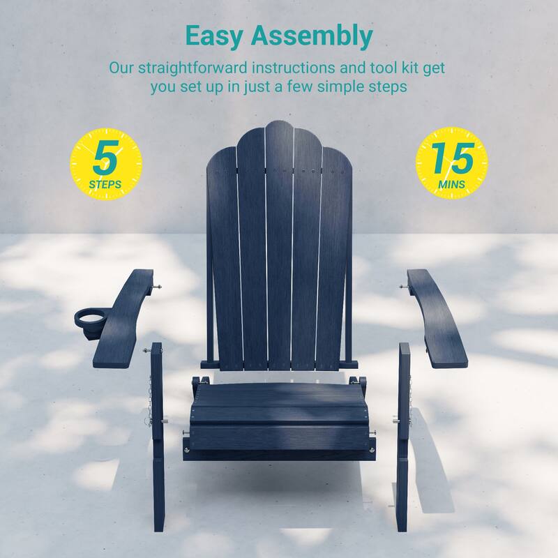 Foldable HDPE Adirondack Chair All-Weather W/ Cup Holder