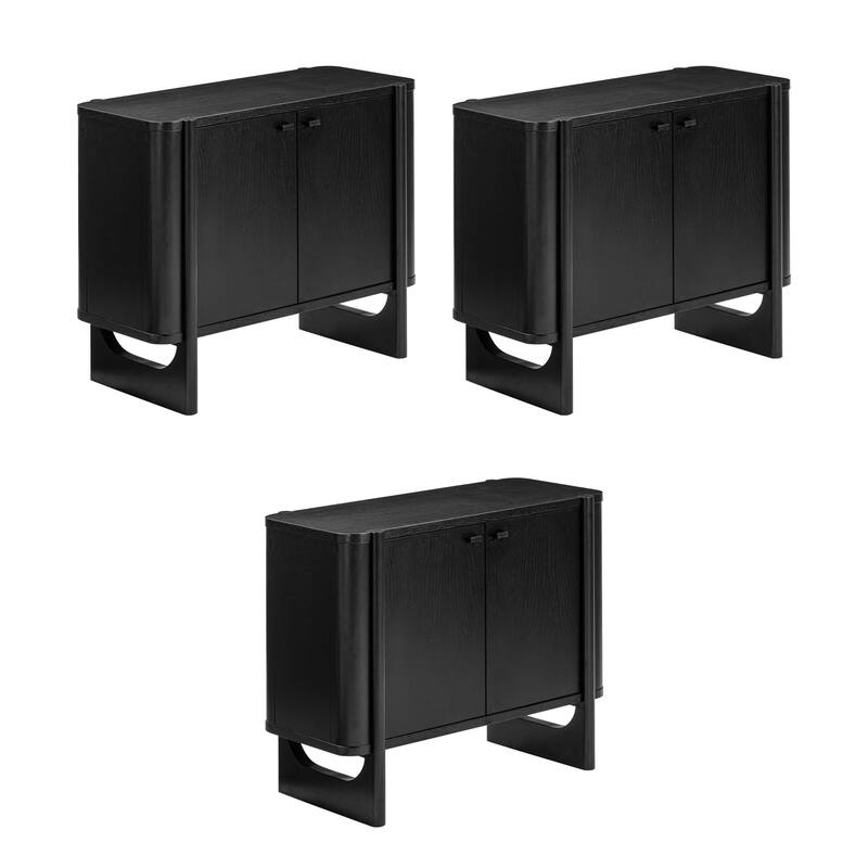 Solace Mid Century Modern Cabinet, Storage Accent Cabinet or TV Stand with Doors, Solid Wood Legs and Adjustable Shelf