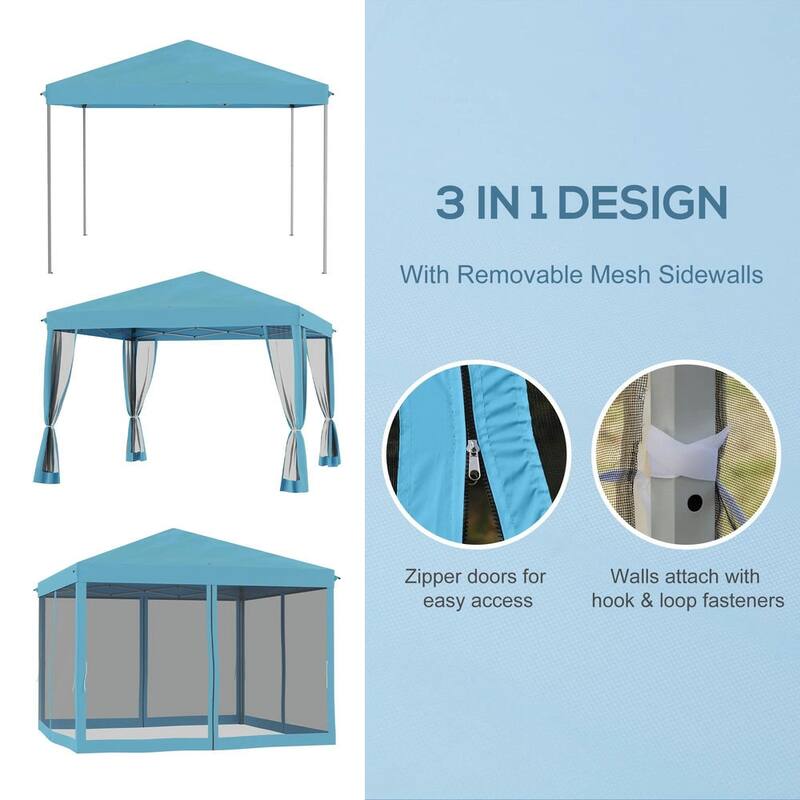 10'x10' Pop Up Canopy Tent with Netting,Gazebo,Screen House,Carry Bag