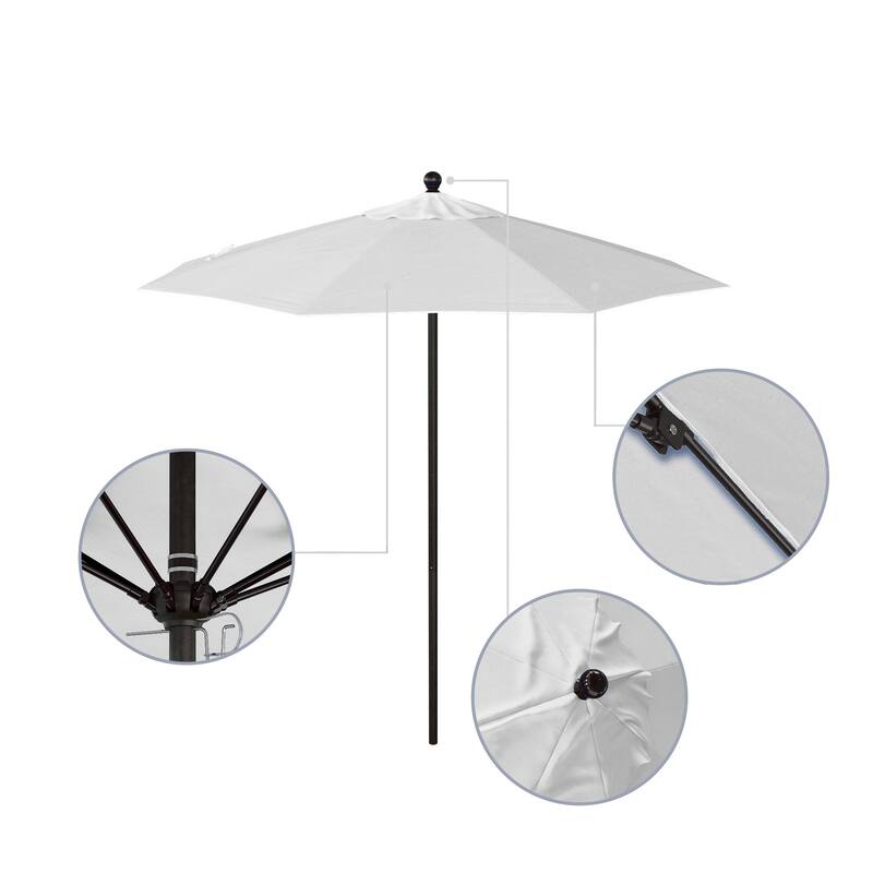 California Umbrella 7.5' Venture Series Patio Umbrella, Bronze Aluminum Pole Fiberglass Ribs Push Lift, Pacifica Pacific Blue