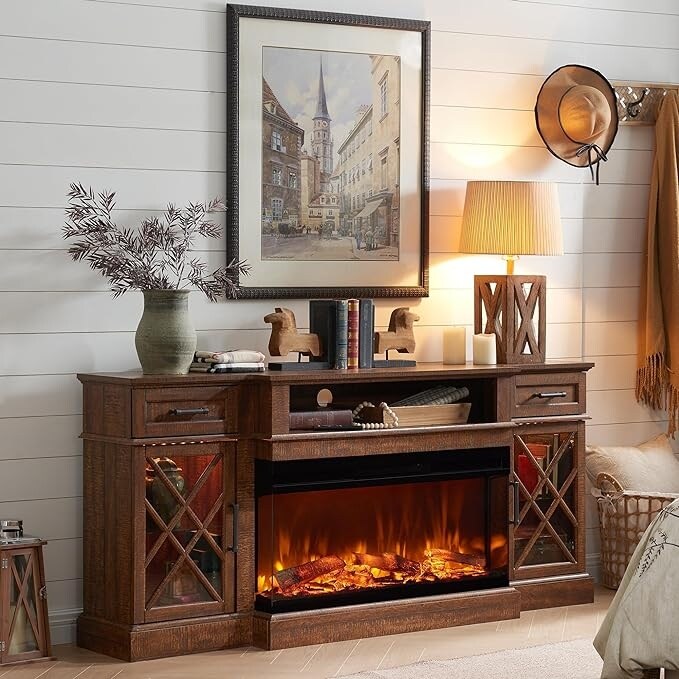 Farmhouse Fireplace TV Stand with 36