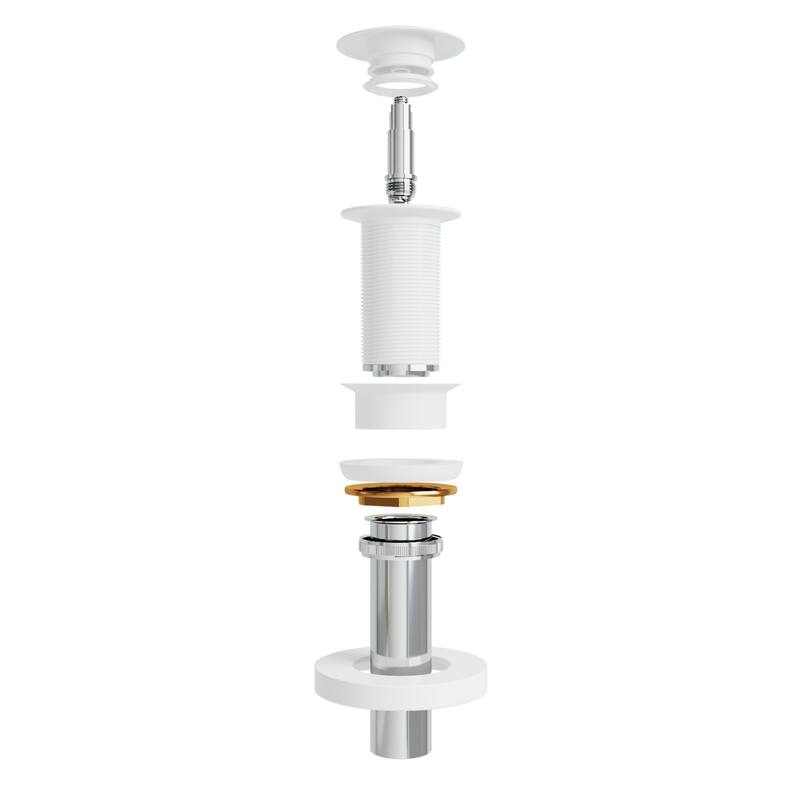 VIGO 1.75" W Vessel Bathroom Sink Pop-up Drain and Mounting Ring in Matte White