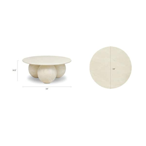 dimension image slide 1 of 2, Poly & Bark Concrete Marmo Coffee Table with Marble Finish