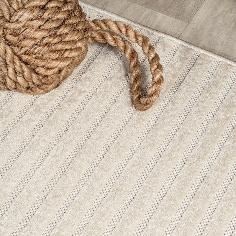 JONATHAN Y Maribo Minimalist Scandi Striped Navy/ivory Area Rug