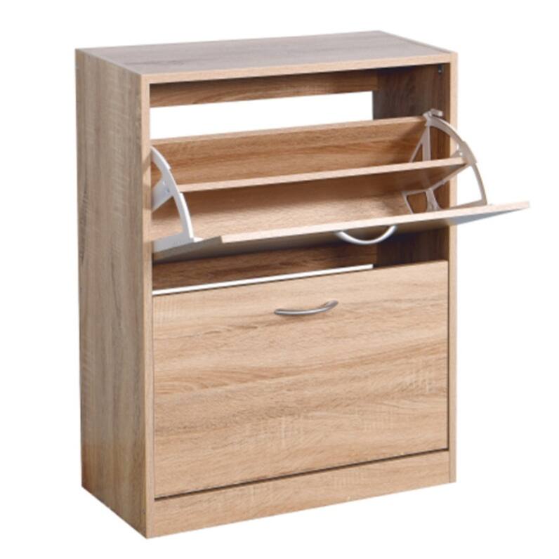 Wooden shoe cabinet with 2 flip drawers that can hold 10 pairs of shoes