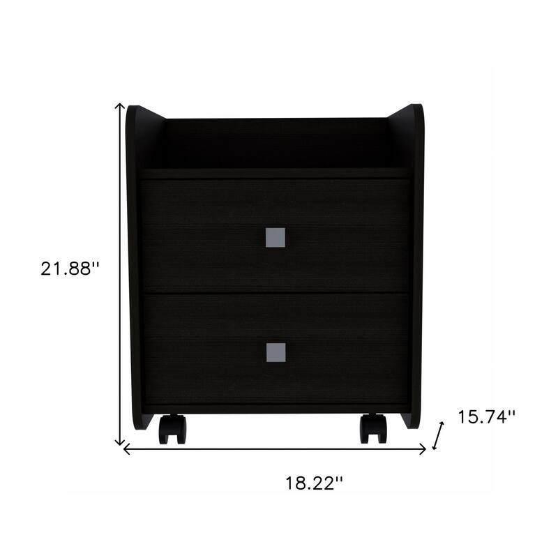 HomeRoots 22" Two Drawer Faux Wood Nightstand