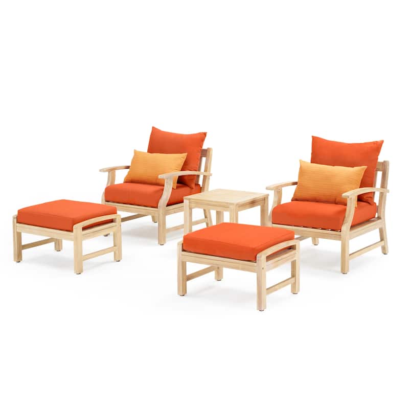 Kooper 5 Piece Sunbrella Outdoor Patio Club Chair And Ottoman Set