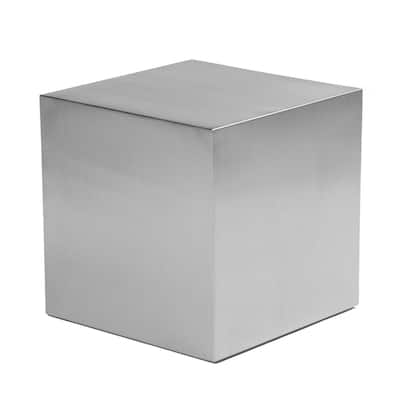 20 in. Brushed Silver Square Metal End Table, Sturdy Build End Side Table for Living Rooms