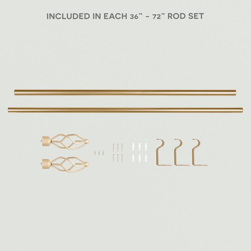 ATI Home Lancelot 1" Adjustable Window Curtain Rod and Finial Set
