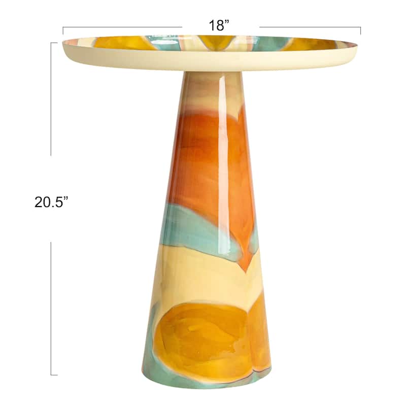 Mosaic Enameled Metal Table
