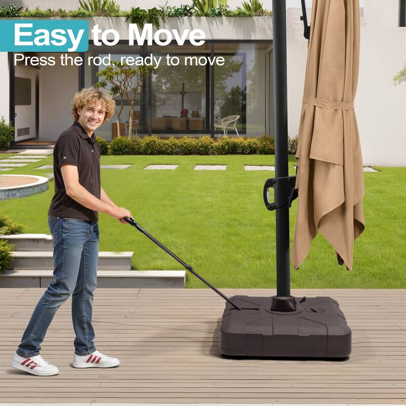 Pellebant Outdoor Patio 350LBS Cantilever Umbrella Base with Wheels and Rod