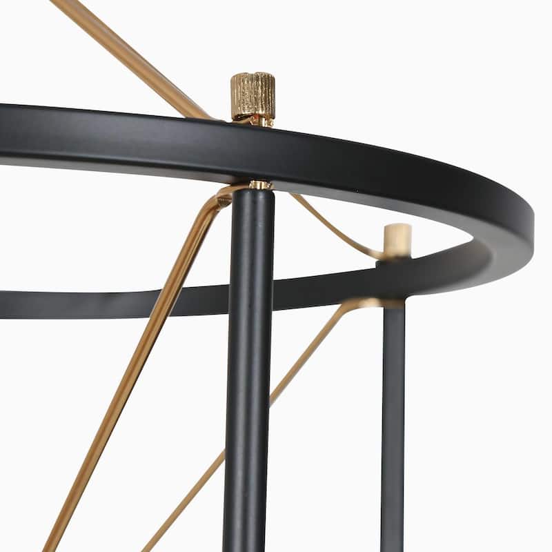 Leno Modern Classic 4-Light Black Gold Chandelier Birdcage-Shaped Fixture Starburst Pendant Lights for Dining Room