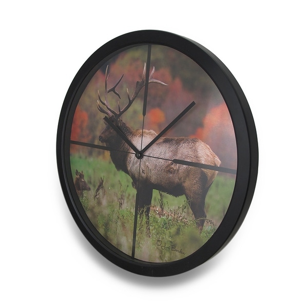 Autumn Elk In Scope Cross Hairs HD Elk Image Atomic Wall Clock 13 in. - 13.5 X 13.5 X 1.5 inches