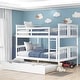 preview thumbnail 26 of 35, Elegant Full over Full Bunk Bed Wooden Kids Bed with Twin Size Trundle,Ladder,Guardrails for Bedroom White