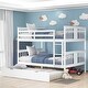 preview thumbnail 1 of 7, Full over Full Bunk Bed with Trundle and Ladder White