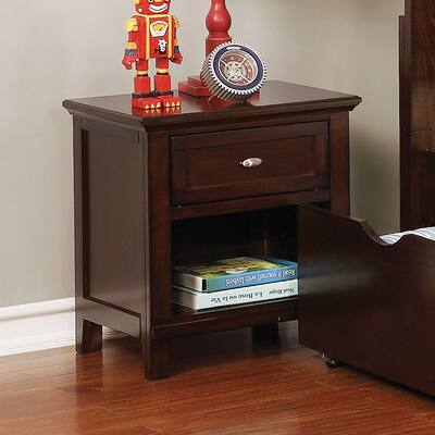 Dospat Transitional Wood 1-Drawer Lower Open Shelf Nightstand by Furniture of America