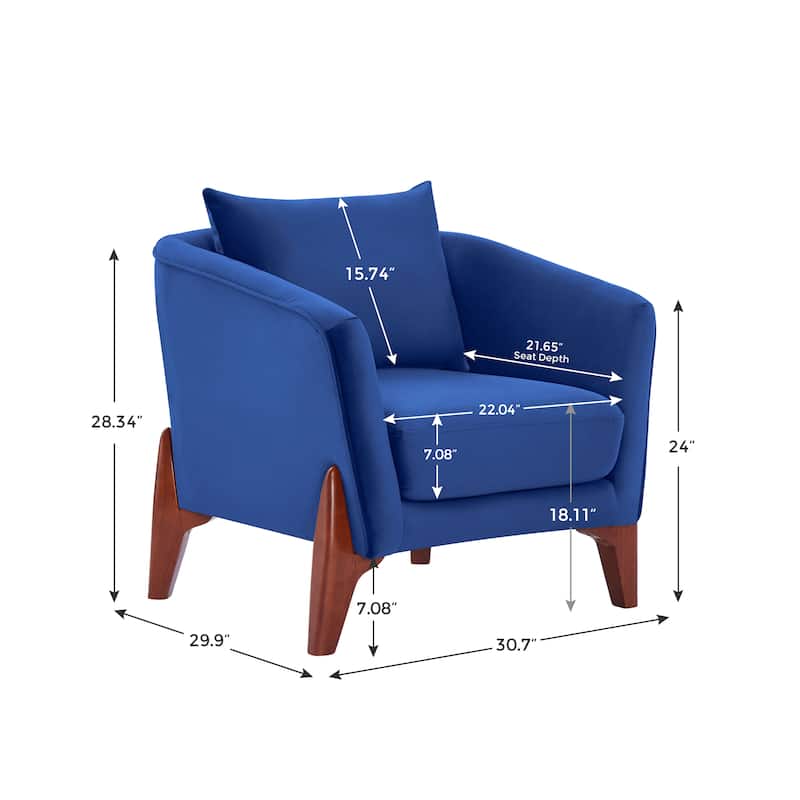 VANOMi 30.7 Inch Mid-century Modern Wide Upholstered Accent Armchair with Rubber Wood Legs