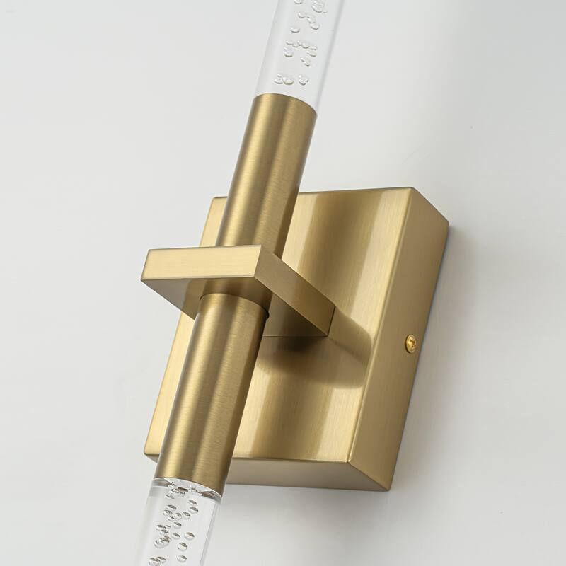 1-Light Modern Linear Black/Gold Integrated LED 3000K Warm Light Bathroom Vanity Light Bar - 4.3 in. W x 27.5 in. H x 3.7 in. D